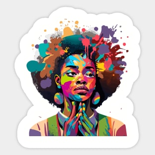 Afrocentric Woman Multicolored Painting Sticker